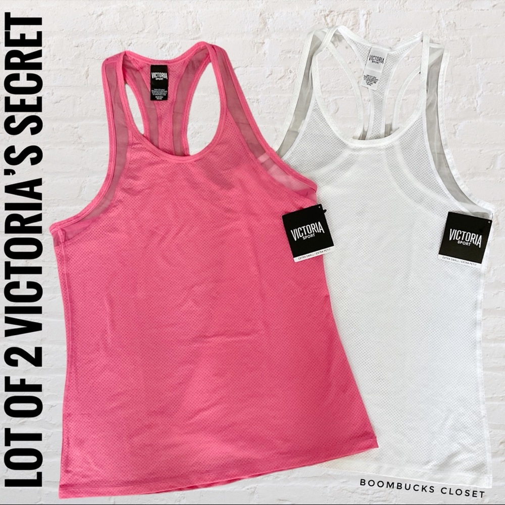 Lot of 2 Victoria’s Secret sports tank top Mesh detail Yoga, Gym, Zumba